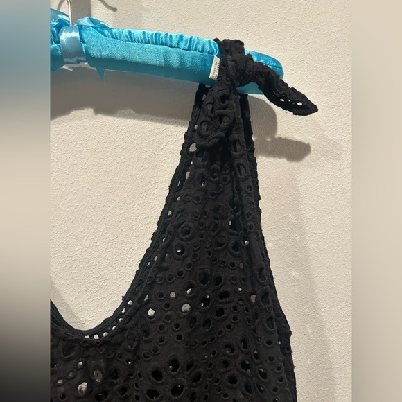 CARTOLINA NANTUCKET Black Eyelet Sleeveless Coverup Dress / Size Medium / - Picture 2 of 5